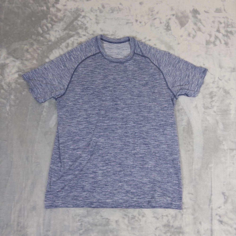 Lululemon Metal Vent Tech Shirt Mens L Blue Heathered Short Sleeve Gym Training